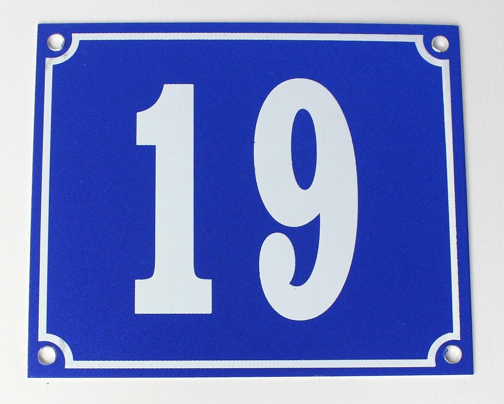 Hausnummernschild Aluminium Aluschild 1 mm Stärke Alu Schild Nr. 19 blau