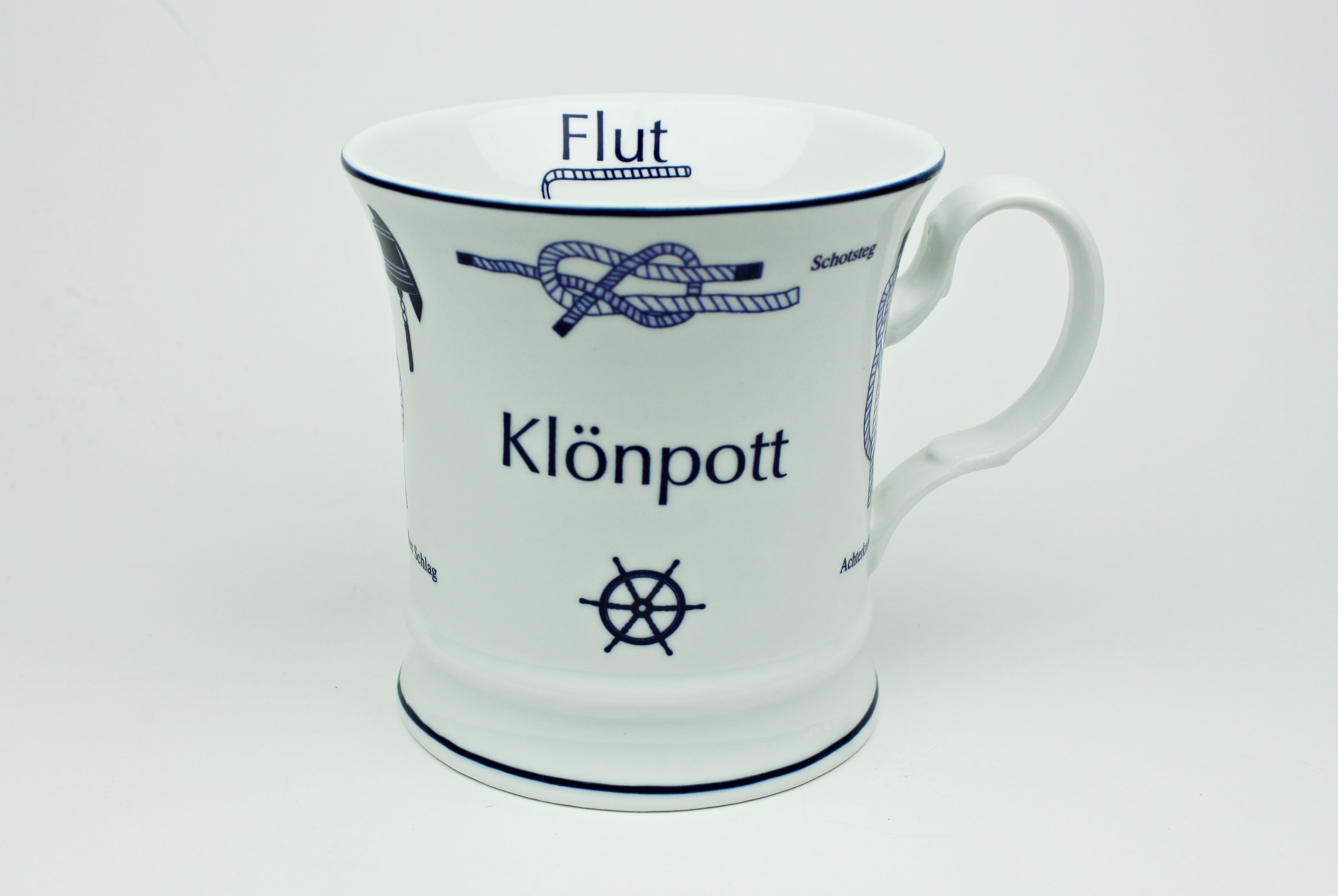 Knotenbecher Klönpott mit Seemannsknoten hoch Souvenir Teetasse Tee Becher Andenken Tee