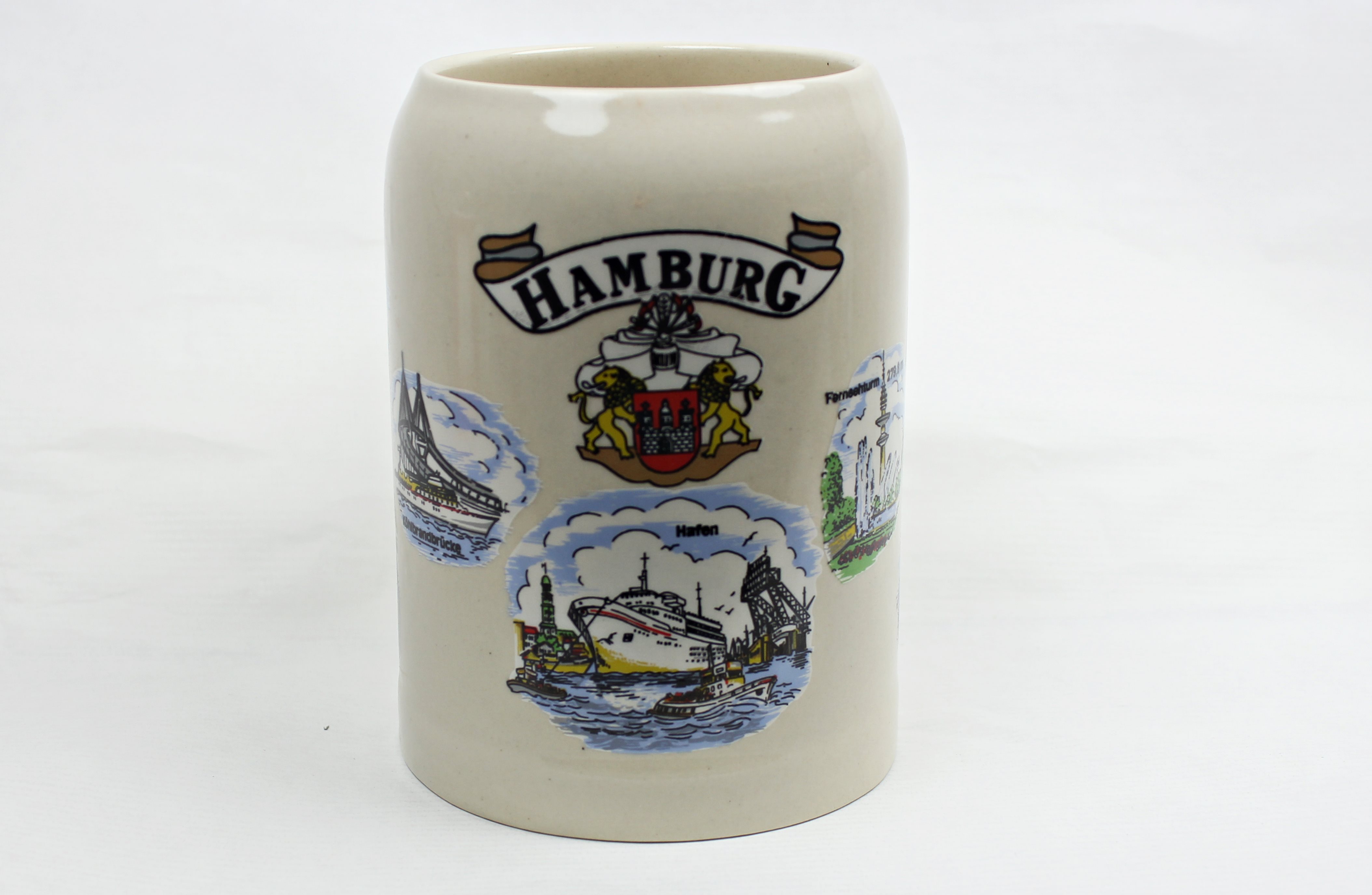 Bierkrug mit 8 Hamburg Motive Bierhumpen