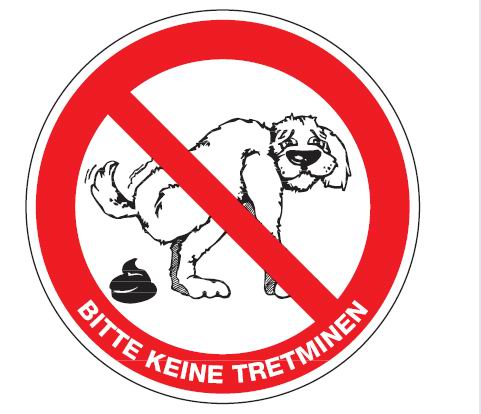 as545_51 Aluminium Schild Hund Bitte keine Tretminen 200 mm rund geprägt