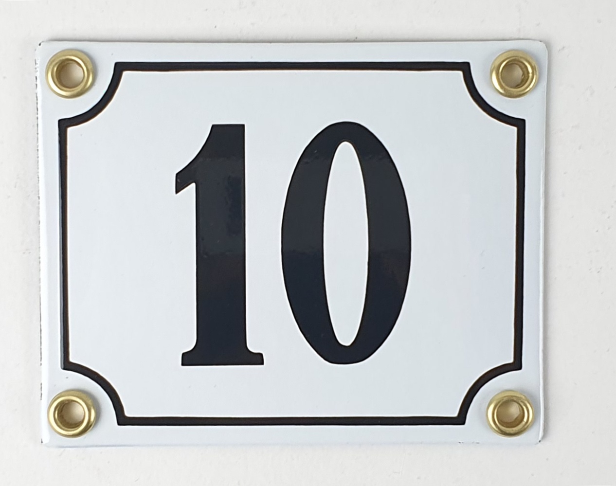 Hausnummernschild 10 weiß 8x10cm Emailleschild