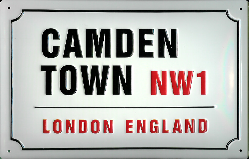 B568-Camden-Town Blechschild Camden Town London Strassenschild Blech Schild Souvenir Andenken