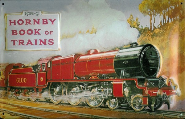 Blechschild Nostalgieschild Hornby book of trains rote Lokomotive