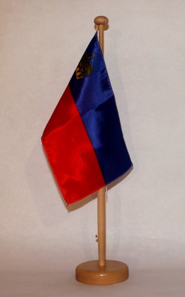 Tischflagge Liechtenstein 25x15 cm optional mit Holz- oder Chromständer Tischfahne Tischfähnchen