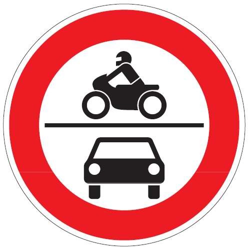 Verkehrsschild / Verkehrszeichen Verbot für Krafträder sowie Kraftwagen und sonstige mehrspurige Kra
