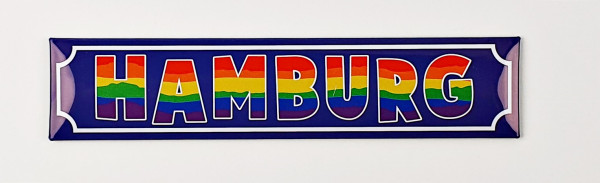 Magnet Straßenschild Hamburg Regenbogen bunt Souvenir Mitbringsel Geschenk Deko