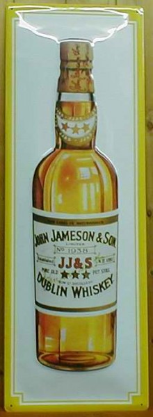 Blechschild John Jameson Dublin Whiskey Flasche Hochformat (3) Schild Werbeschild